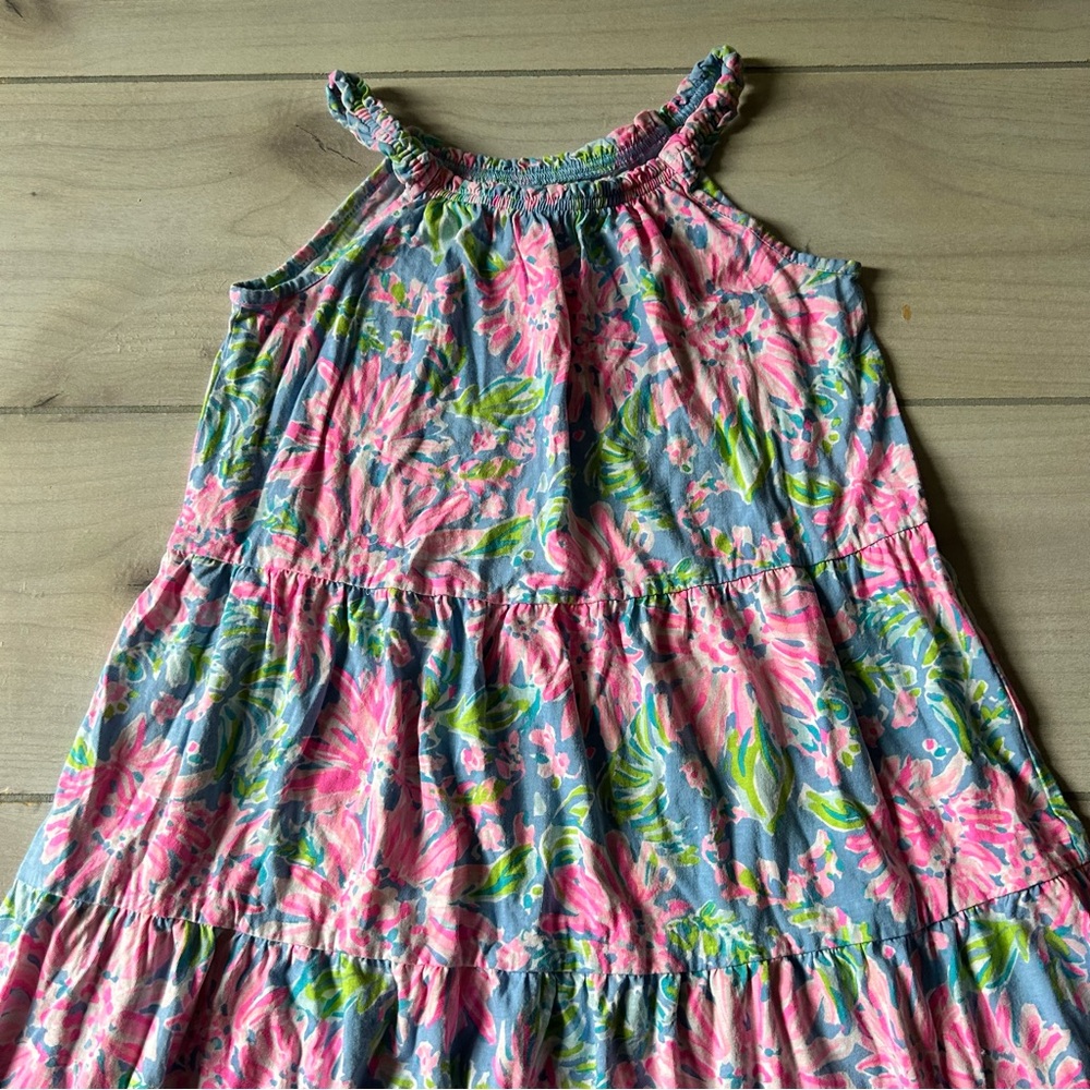 Lilly Pulitzer Loro Midi Swing Floral Pink and Blue Kids Dress - Picture 2 of 3